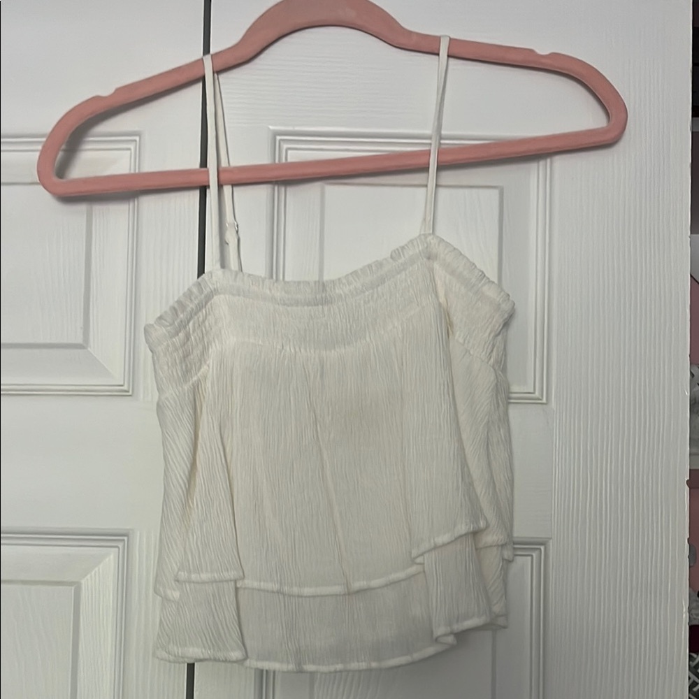 Paper Crane Cream Pleated Tiered Camisole